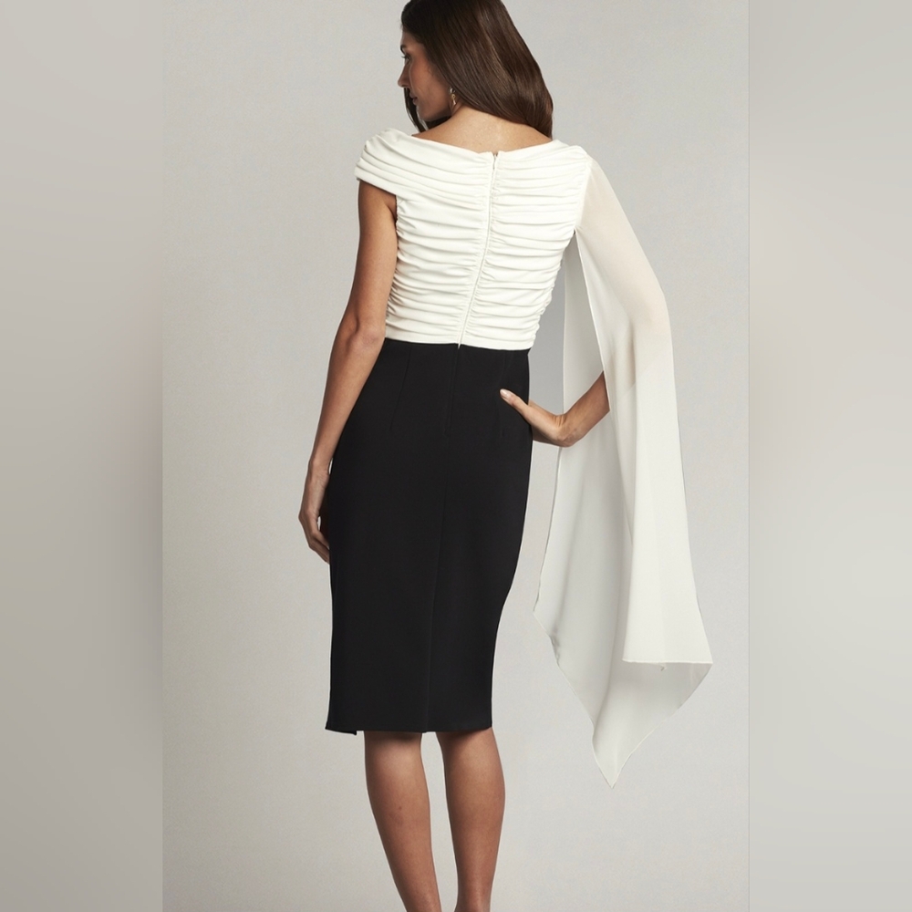 Tadashi Shoji KULMAN CAPE-SLEEVE DRESS  XS $378 - Picture 2 of 3